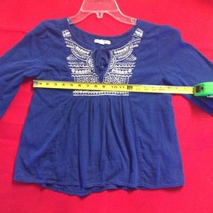 AEO BoHo Peasant Blouse Blue size XS Cotton